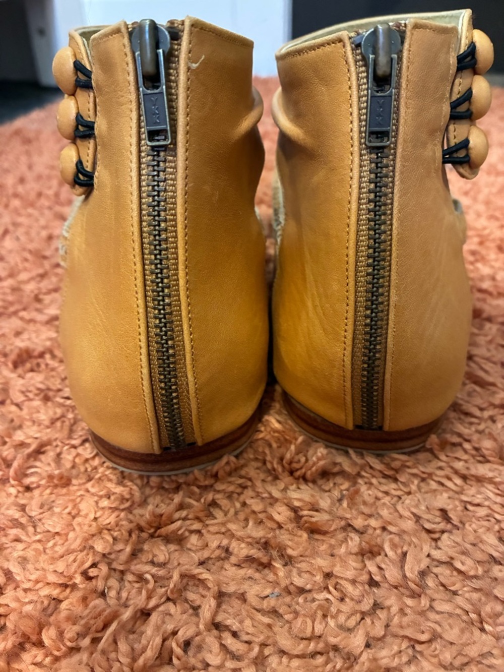 ELF Braided Ankle-Strap Ballet Flats Tan/Mustard. Gorgeous hand made & leather! - Picture 4 of 7